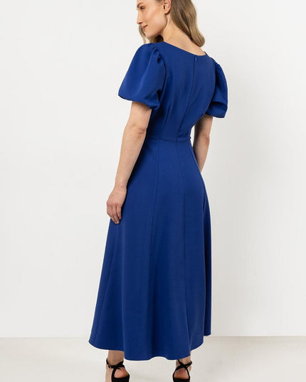 Robe évasée verte avec manches courtes