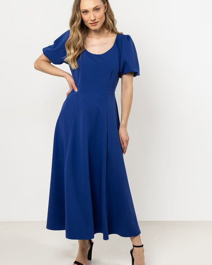 Robe évasée verte avec manches courtes
