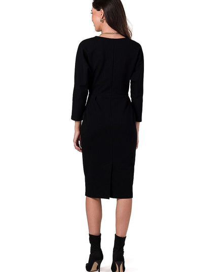 Robe élégante bleu manches chauve-souris