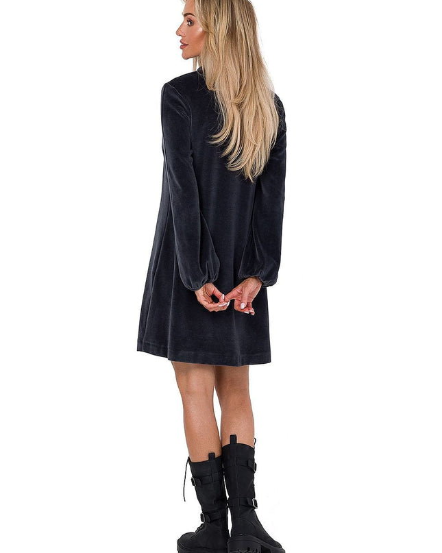 Robe velours trapèze manches longues
