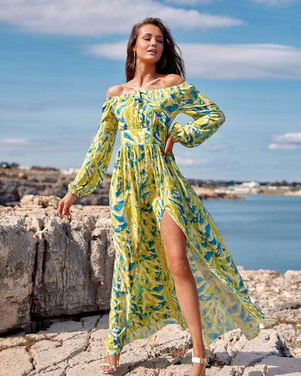 Robe longue fleurie épaules ouvertes