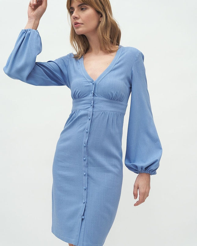 Robe fluide manches bouffantes