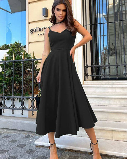 Robe midi orange évasée