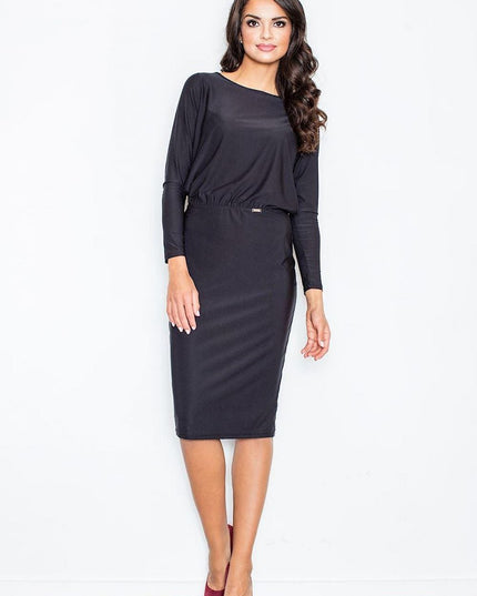 Robe élégante midi à manches longues