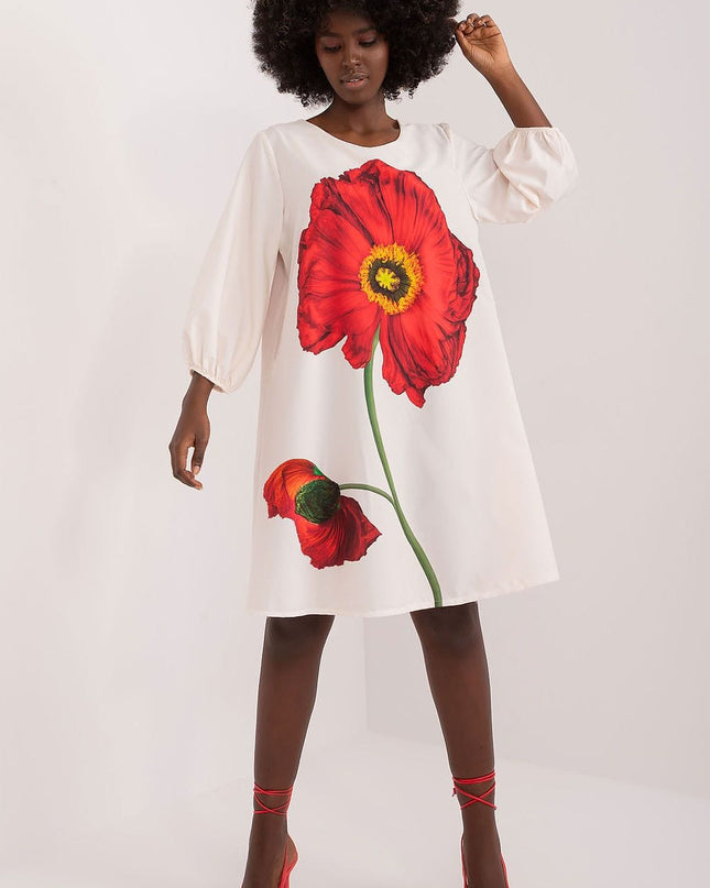 Robe élégante fleurs rouges