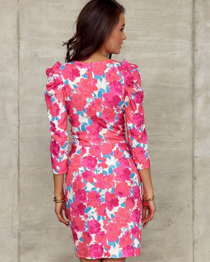 Robe courte à fleurs roses