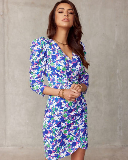 Robe courte à fleurs roses