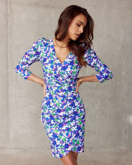 Robe courte à fleurs roses