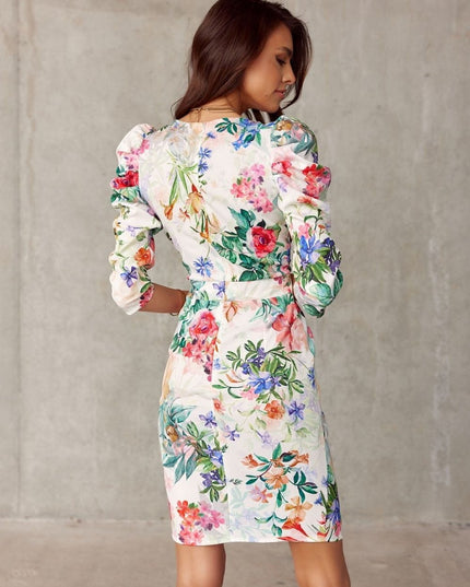 Robe courte à fleurs roses