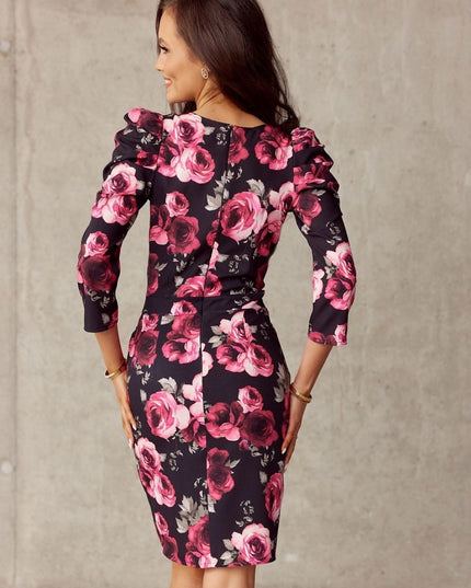 Robe courte à fleurs roses