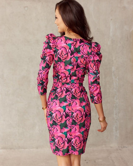 Robe courte à fleurs roses