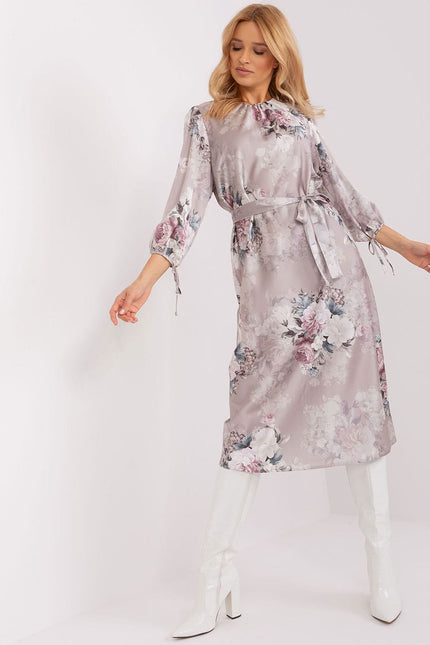 Robe droite fleurs manches 3/4