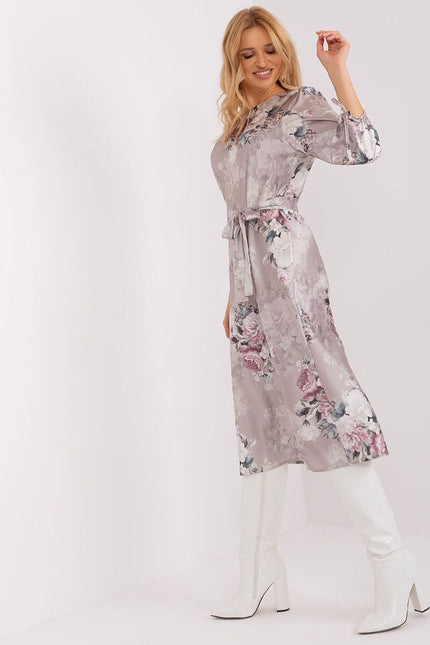 Robe droite fleurs manches 3/4