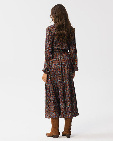 Robe longue motif géométrique
