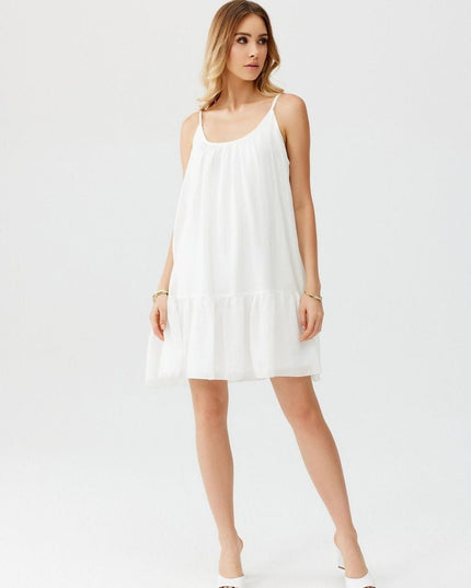 Robe blanche d'été sans bretelles