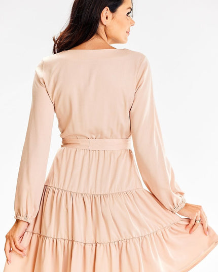 Robe évasée bleu manches longues