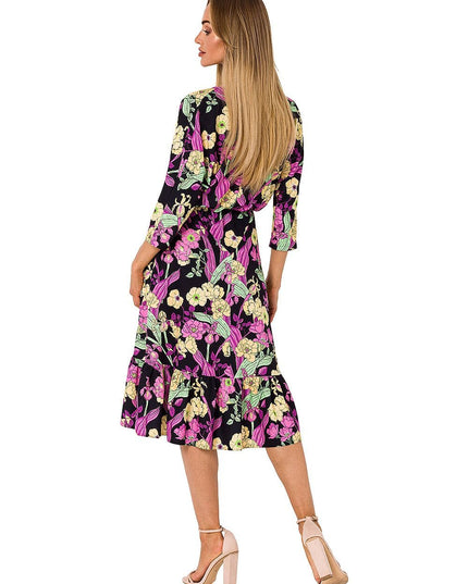 Robe midi fleurie avec volants