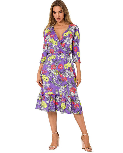 Robe midi fleurie avec volants