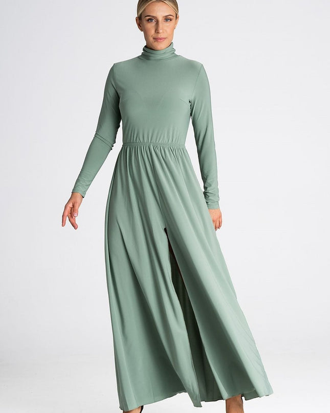 Robe longue col roulé élégante