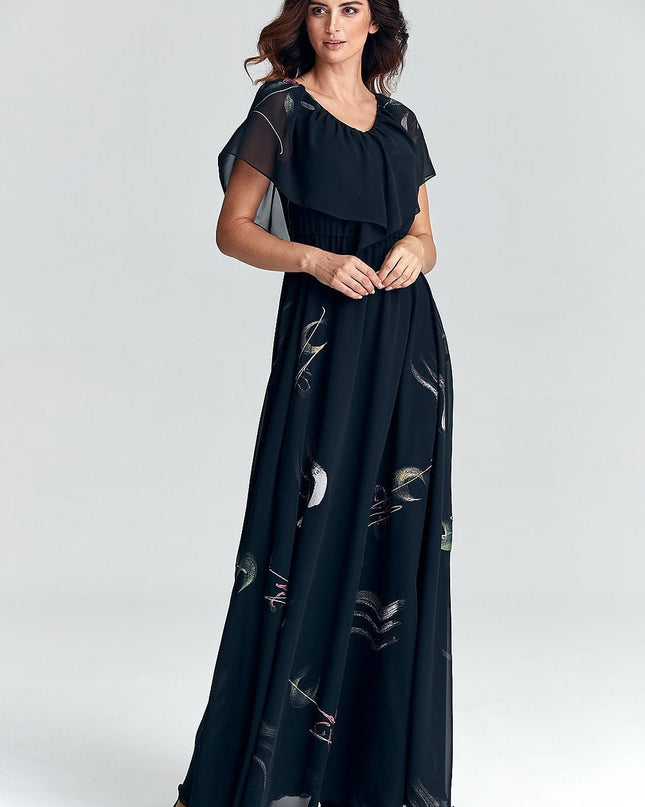 Robe longue en mousseline peinte