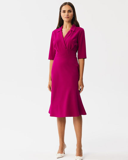 Robe verte élégante au col croisé