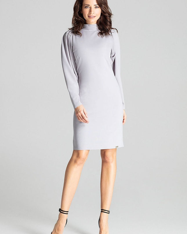 Robe midi grise manches buffet