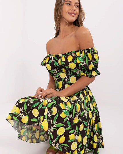 Robe évasée imprimé citron