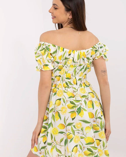 Robe évasée imprimé citron