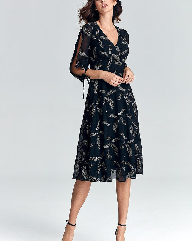 Robe blouson en georgette brodée