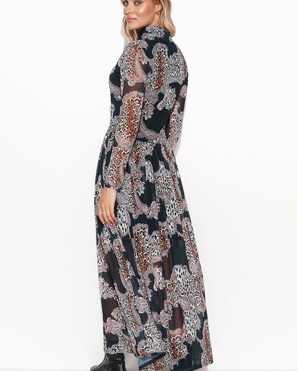 Robe maxi à col roulé