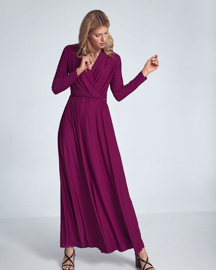Robe maxi beige manches longues