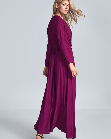 Robe maxi beige manches longues