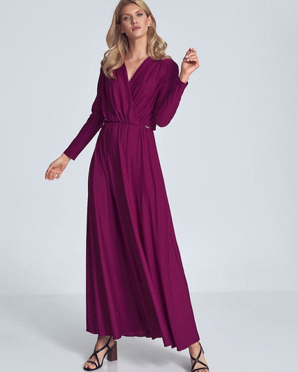 Robe maxi beige manches longues