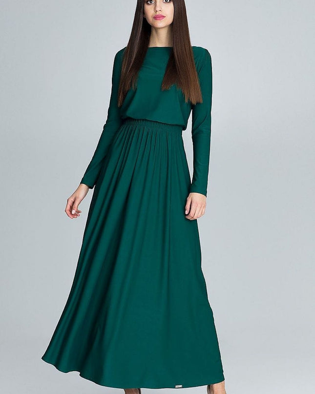 Robe maxi verte à manches longues