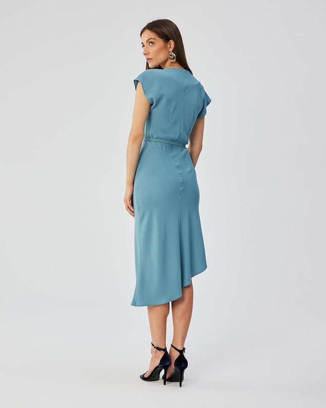 Robe midi élégante encolure aquatique