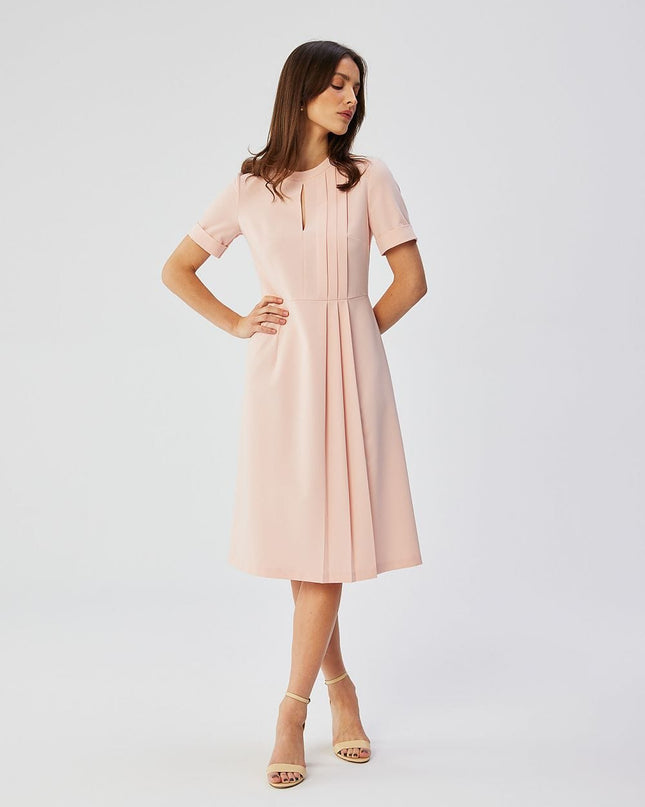 Robe élégante rose mi-longue