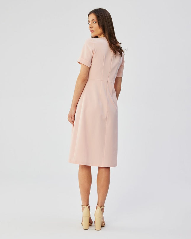 Robe élégante rose mi-longue