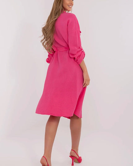 Robe chemise en coton rose