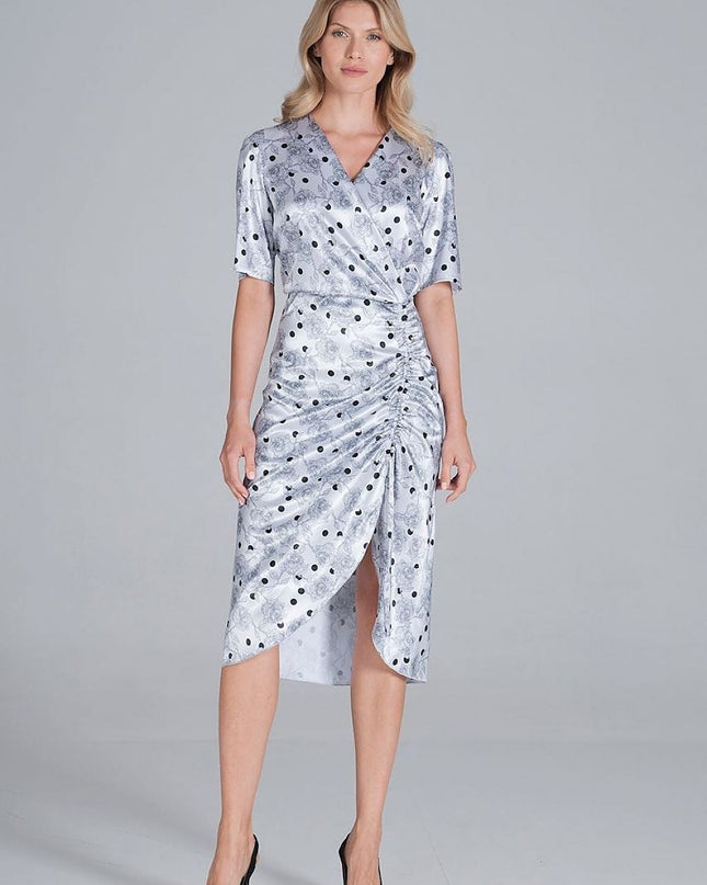 Robe satin Ă  pois midi
