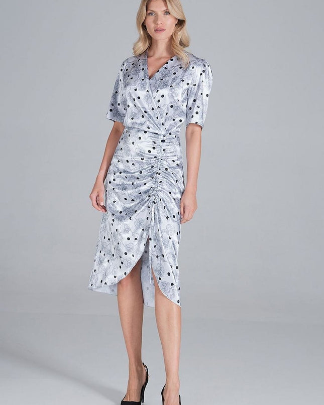 Robe satin Ă  pois midi