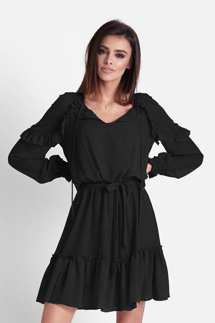 Robe bohème noire en mousseline