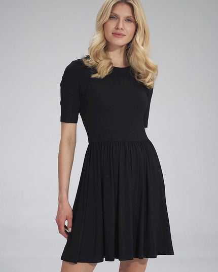 Robe été noire manches courtes