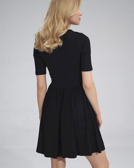 Robe été noire manches courtes