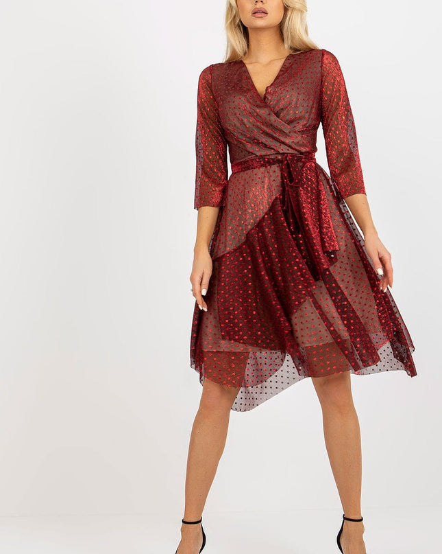 Robe cocktail rouge Ă  pois