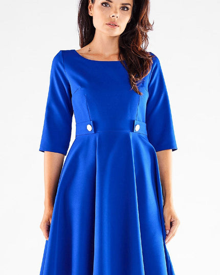 Robe évasée rouge manches courtes
