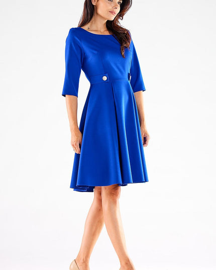 Robe évasée rouge manches courtes
