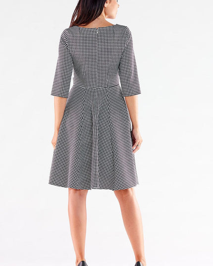 Robe évasée rouge manches courtes