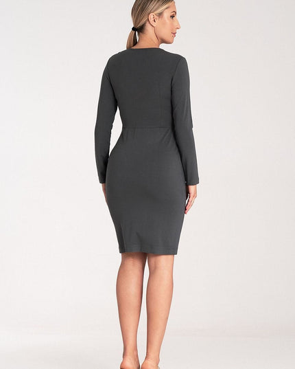 Robe cintrée manches longues encolure
