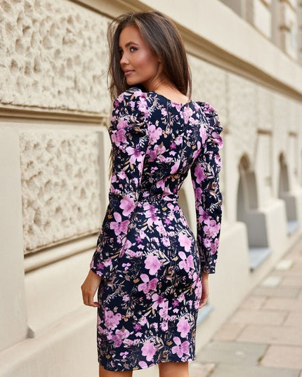 Robe courte à manches bouffantes
